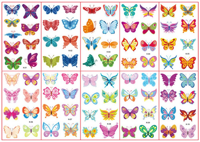 전제품 (10장세트)KC인증 어린이 타투스티커 캐릭터 판박이, K.나비테마, 1세트
