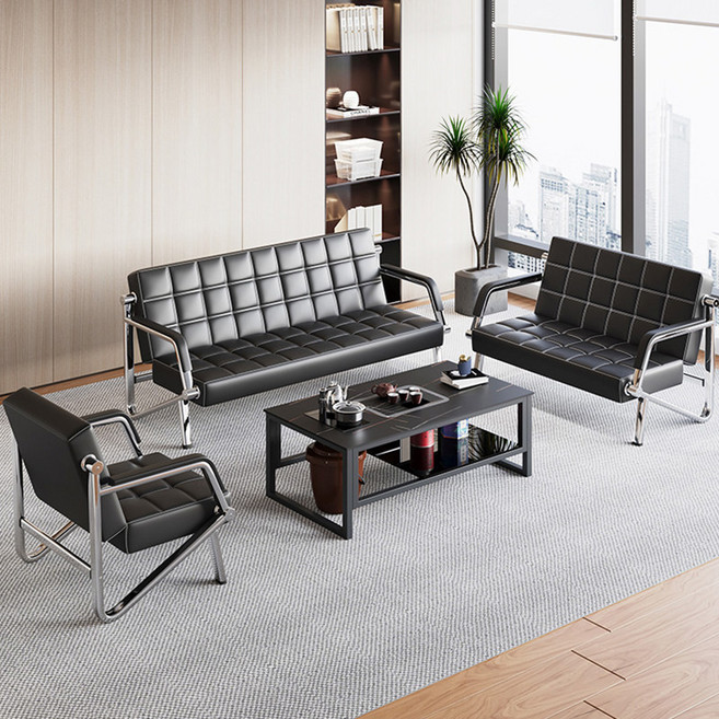 사무용 소파 대기실 휴식 휴게실 쇼파 세트 로비 사무용소파, 블랙 3인용