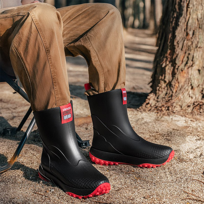 YANGTA 패션 남성 장화 가볍고 미끄럼 방지 남자 미들 레인부츠 낚시장화 작업용장화 남성 레인부츠