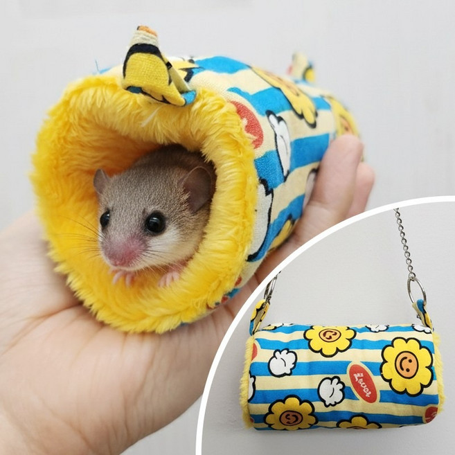 DQmall 피그미다람쥐 터널은신처 터널포치 터널장난감 데이지꽃무늬, 1개, 혼합색상