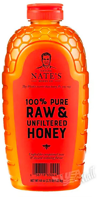 네이처네이트 100% 퓨어 로우 앤 언필터드 허니 꿀 1.25kg NATURE NATE'S 100% PURE RAW AND UNFILTERED HONEY, 1개