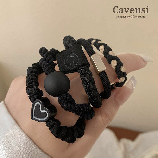 Cavensi 髮飾 韓版大地色系髮圈多入組 高彈力耐用不纏髮 簡約素面髮圈