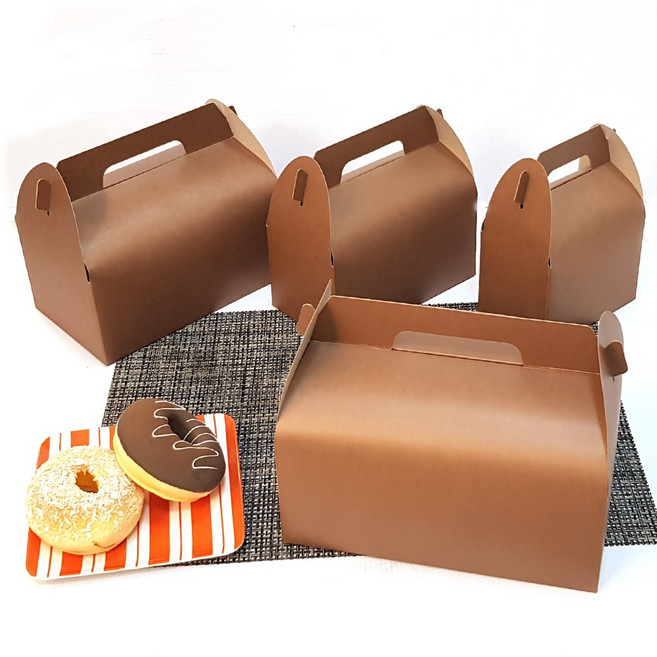 핸들 상자 화이트 소 손잡이 답례상자 선물상자 손잡이박스 답례품 케이크상자 떡상자 베이커리포장 쿠키포장 쿠키상자 마카롱상자 선물포장, 1개, 01. 브라운 상자 (중)