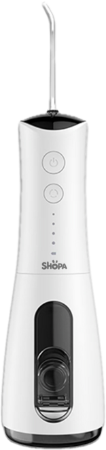SHOPA 攜帶型電動沖牙機，IPX7防水 300ML大容量 四種清潔模式, 天使白, shopa-P6