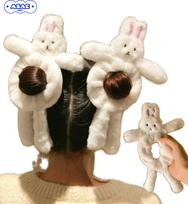 몽글몽글 토끼 곱창밴드 머리끈 아삭스퀘어