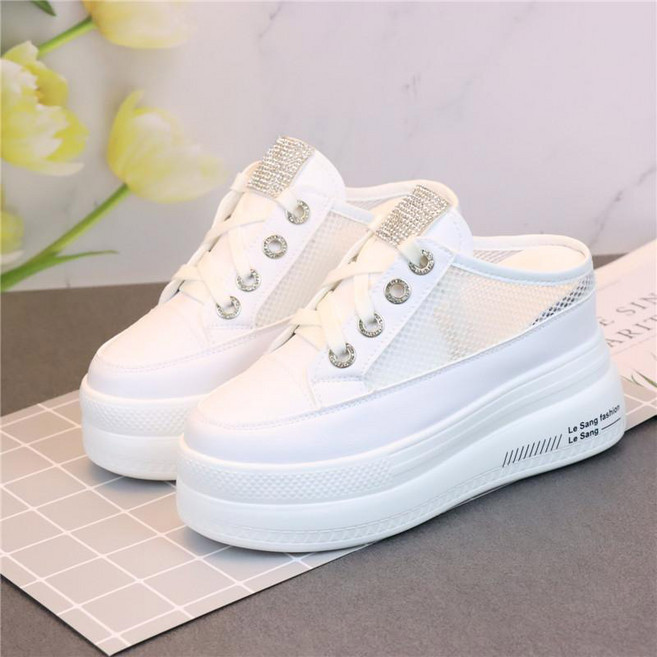 페이준 여성 여름 메쉬 키높이 8cm 속굽 슬리퍼 통굽송편 통굽 슬립온 HM9292