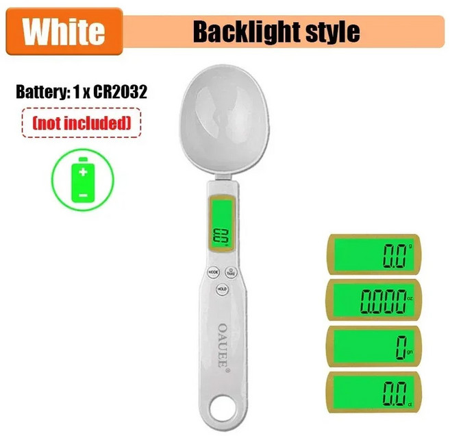 디지털 LCD 전자 무게추 도구 체중계 우유 주방 체중계 측정 식품 0.1-500g 커피용 미니 스푼, 1pc white