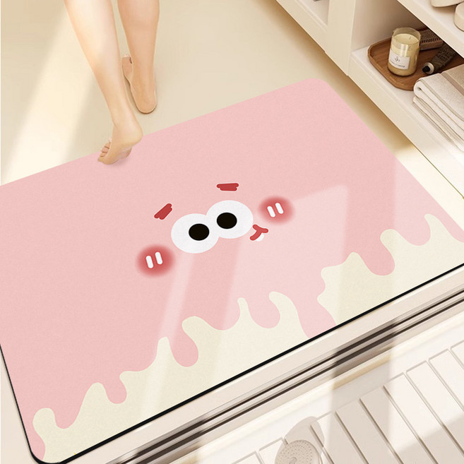 기여운 스폰지밥 욕실 화장실 발매트 발매트, 1개, 핑크 일반 직사각형