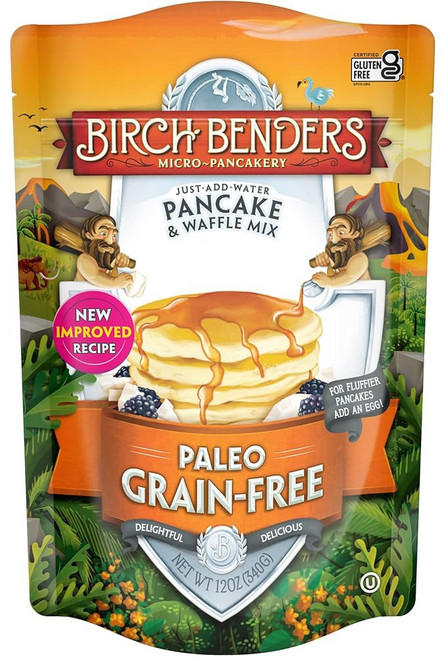 Birth Benders 팔레오 팬케이크 및 와플 믹스 저탄수화물 고단백질 고섬유 미국직구, 340g, 1개
