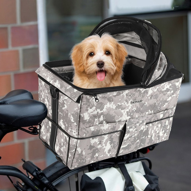 편안한 패딩 강아지 자전거 뒷좌석용 시트 통근용 바구니 뒷바구니 간편 애완동물 설치, 라이트 그레이