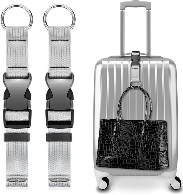 에이치 스토리 여행 다용도 고리 스트랩, 2개, 실버 그레이