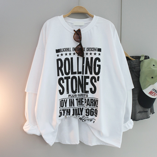 달콩 빅사이즈 남여공용 레이어드룩 봄신상 ROLLING레이어드박스티