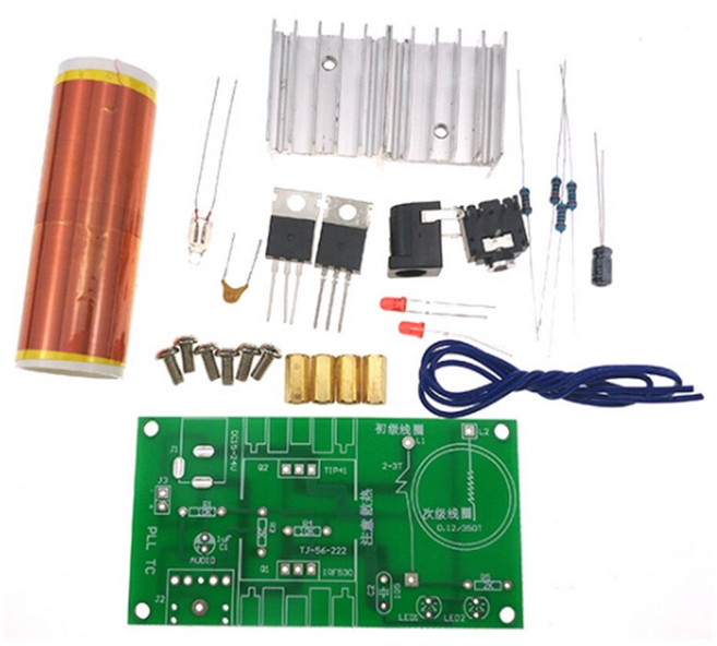 미니 테슬라 코일 키트 15W 음악 플라즈마 스피커 무선 전송 DC 15-24V DIY 키트 1 세트, 1.Green, 1개