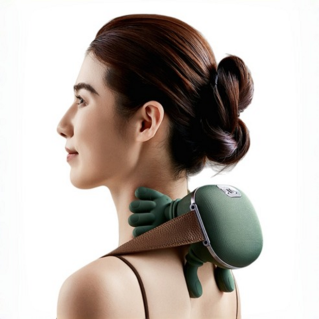 넥엔숄더 안마기 온열 3단계 강도조절 무선 목어깨 안마기 어깨마사지기 주무름, 그린, YCY-071