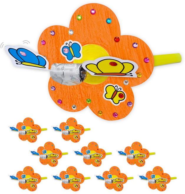 DIY모아 팔랑팔랑 나비피리만들기 10인용 봄만들기 나비만들기 꽃피리, 1세트