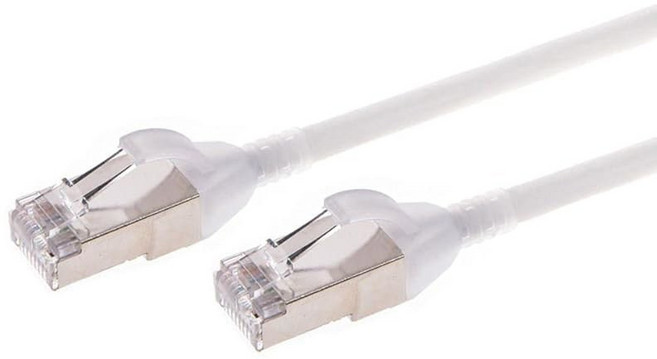 MONOPRICE CAT6A 이더넷 패치 케이블 - 이중 CM 스너그리스 30AWG 슬림런 차폐 시리즈 블랙 1.5M(5피트), 1 Feet, 화이트.