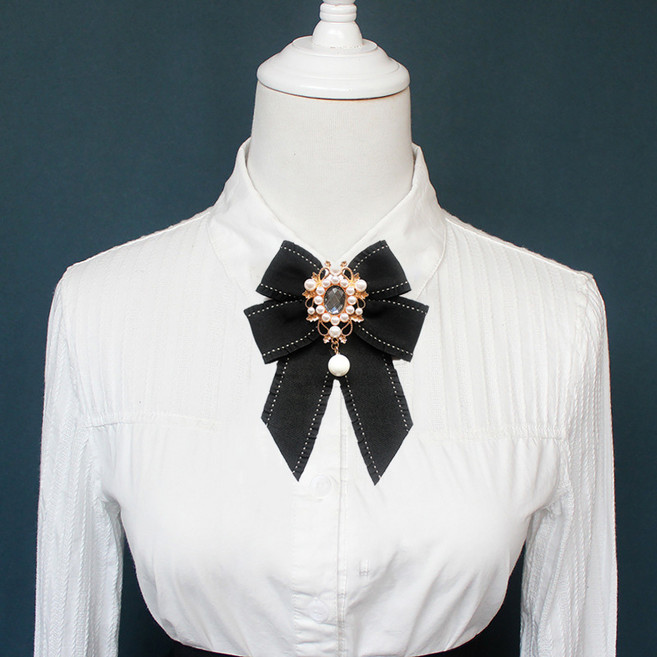 여성 엔틱 넥타이 교복 옷핀 리본 브로치