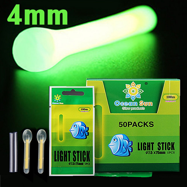 오션 바다 민물 끝보기 케미 50개입 야간 밤낚시 입질 감지 릴대 초릿대 낚시대 케미 3mm 4mm, 1개
