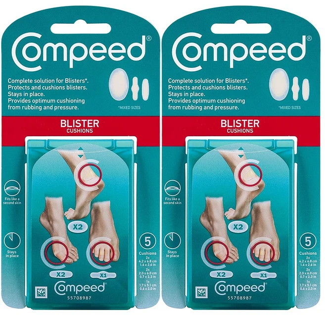 Compeed 컴피드 어드밴스 물집 방지 쿠션 패드 5개입 믹스 2팩 Blister Care Cushions, 2개 - 쿠팡