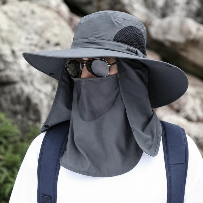 남녀공용 자외선차단 등산모자 4단변신 분리형 넓은 버킷햇 햇빛가리개, 진그레이