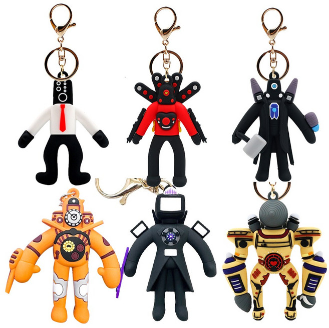 스키비디 토일렛 실리콘 키링 6종, 1개, 혼합색상