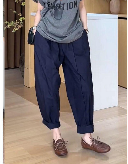 大碼速幹香蕉哈倫褲子女夏季薄款顯瘦梨型休閒直筒彎刀運動闊腿褲 副廠商品