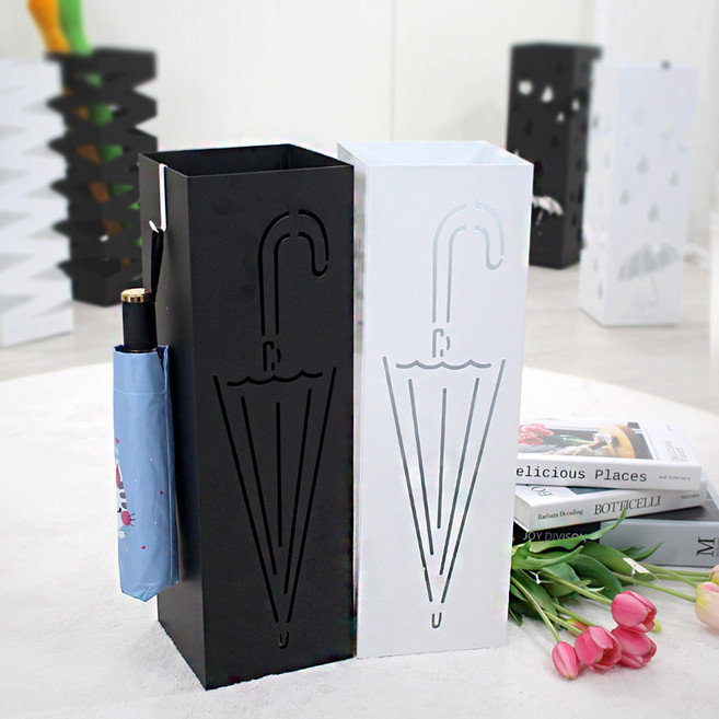 설렘하우스 사각 철재 우산꽂이, 1개, 화이트