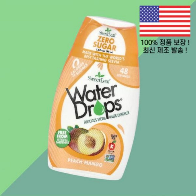스위트 리프 스테비아 워터 드롭스 딜리셔스 인핸서 복숭아 피치 망고 1.62온스 48ml SweetLeaf Stevia Water Drops Delicious Enhancer, 1