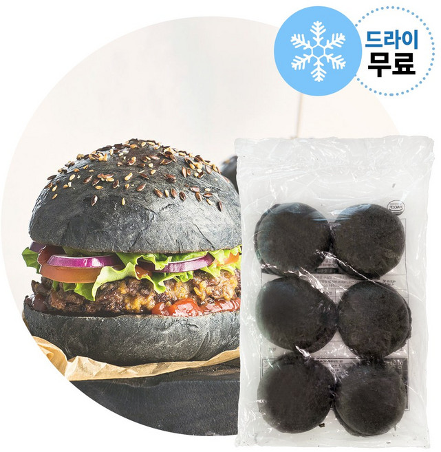 지케이푸드 구스 먹물번 420g (드라이) 햄버거빵 버거번, 70g, 6개, 구스 먹물번420g(드라이아이스)