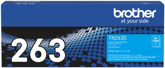 BROTHER TN-263BK 原廠標準容量黑色碳粉匣, 1個, TN-263 原廠標準容量-藍色
