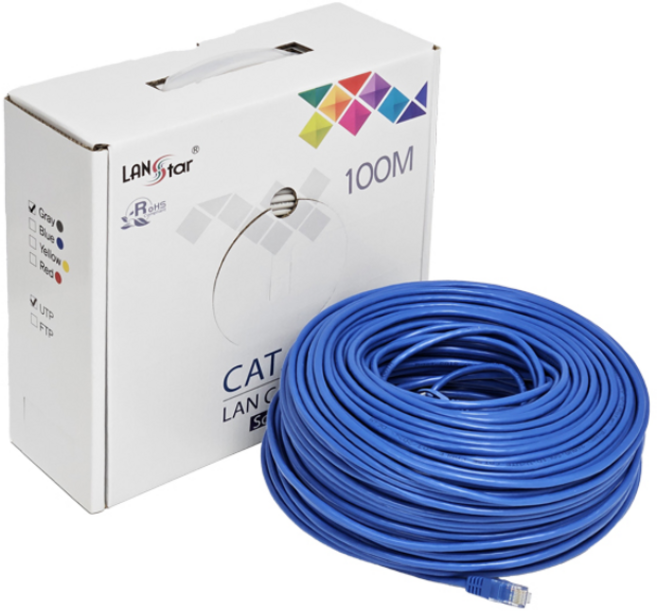 랜스타 LS-5UTP-100MBL CAT.5E UTP 100M 랜케이블 블루, 1개