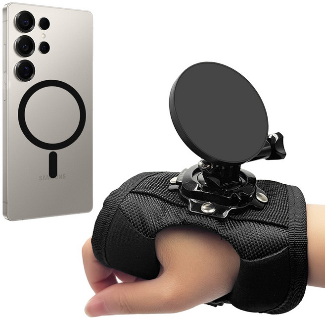 액션무브 스마트폰 거치 맥세이프 스포츠 브이로그 액션캠 핸드 손목 스트랩, 1개, 블랙