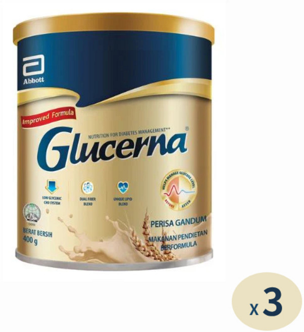 Glucerna 글루서나 당뇨환자 영양식 식사대용 곡물맛, 3개, 400g
