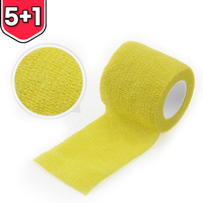 수호 자가점착 밴드 코바 손가락 테이프 압박붕대 탄력붕대 손목 테이핑, [5+1]옐로우