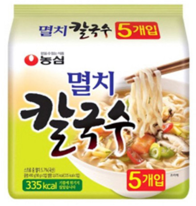농심 멸치 칼국수, 98g, 5개