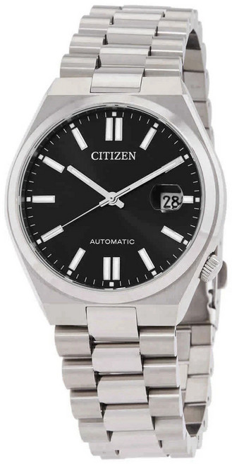 [Citizen] 시티즌 츠요사 오토매틱 블랙 다이얼 날짜 스테인리스 스틸 브레이슬릿 시계