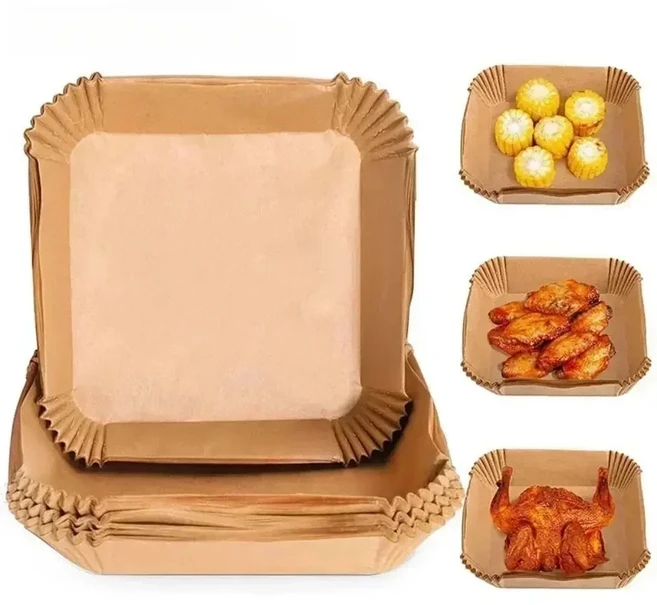 100/50/30pcs 에어 프라이어 일회용 사각형 종이 비 스틱 오일 방지 양피지 매트 요리 전자 레인지 베이킹