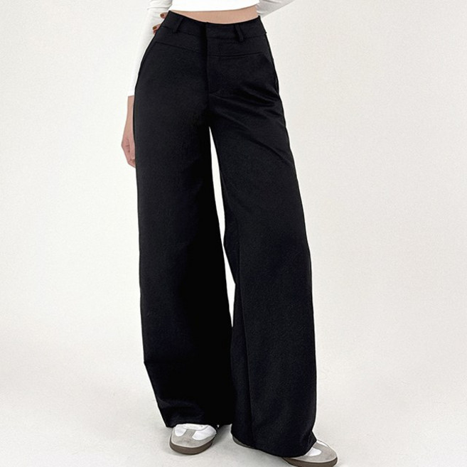 허리절개 하이웨스트 모던 와이드 슬랙스 팬츠