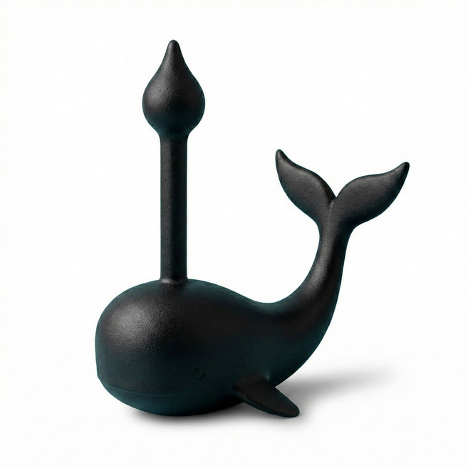 팹큐브 무타공 스탠드 캐릭터 휴지걸이, 1개, 우아한 고래-오닉스 블랙