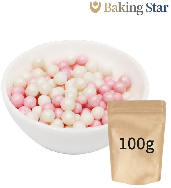 스프링클 드라제 펄스 핑크 앤 화이트 100g 식용구슬