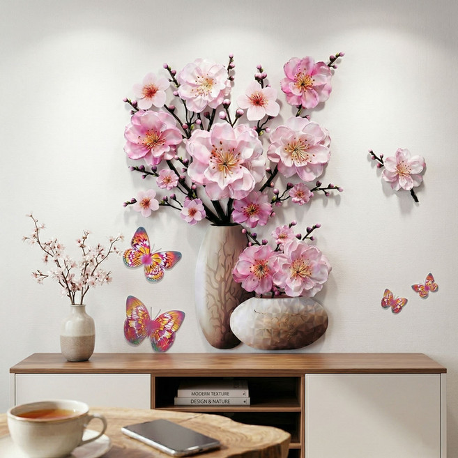 라인숨 입체 꽃 플라워스티커 3D 인테리어 포인트스티커, 1개, 벚꽃