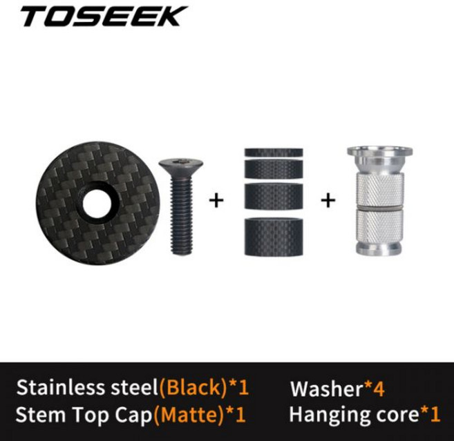 TOSEEK 무광 탄소 섬유 헤드셋 스템 탑 캡 자전거 확장 나사 포크 카본 와셔 3K 28.6mm 5mm 10mm 20, 1 Set, 1개