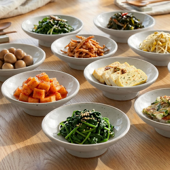 여주도자기 핸드메이드 그릇 묘미 나팔접시 굽접시 반찬그릇 접시세트, 10개, 단일