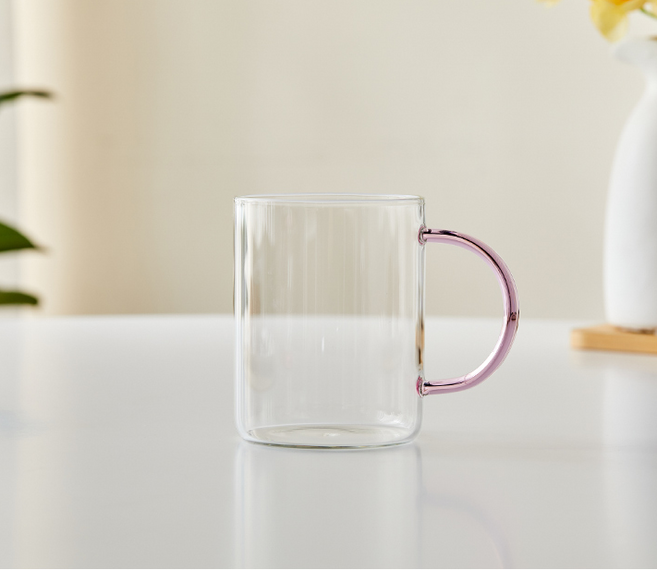 [모던하우스 충장점] 글라스룸 컬러핸들 내열 유리머그 430ml (pink) GA0123002, 사진참조, 1개