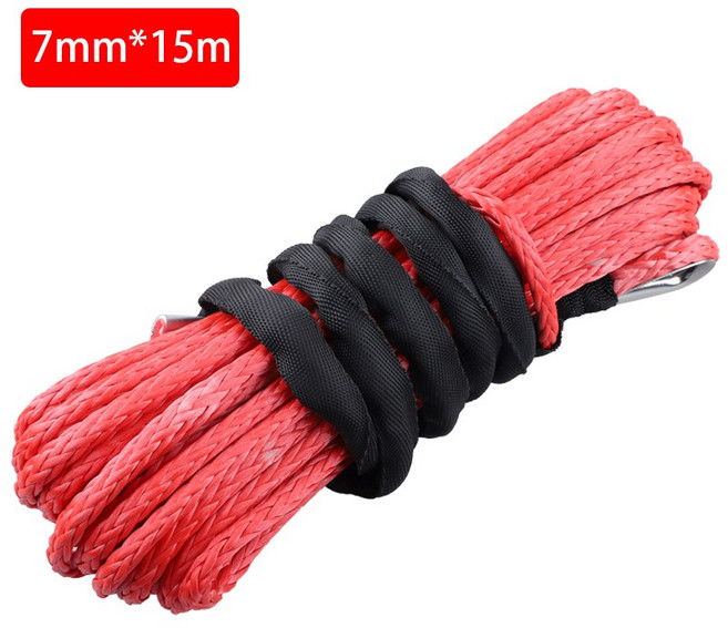윈치 로프 케이블 ATV UTV 라인 교체 보호 슬리브 포함 15m 5800lbs, 06 Red  7mmx15m, 한개옵션1