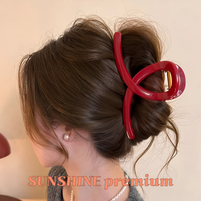 SUNSHINE 프리미엄 대형 교차 고급 올림머리 헤어 집게핀 13.5cm