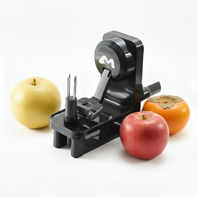 아트리빙스 자동 과일 껍질 제거기 다용도 사과 배 감 슬라이서 과일 필러, 1개, 블랙