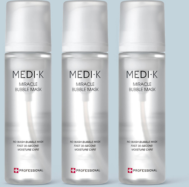 약국입점 메디케이 미라클버블팩 대용량 145ml 노워시 물광 수분광채 피부결케어 속건조 저자극 홈케어, 3개