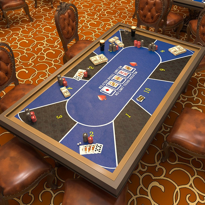 텍사스홀덤 패드 테이블 매트 가정용 보드 고무매트 6인용 블루 원형 홀덤펍 룰렛, 텍사스 홀덤 C, 70*140cm, 1개