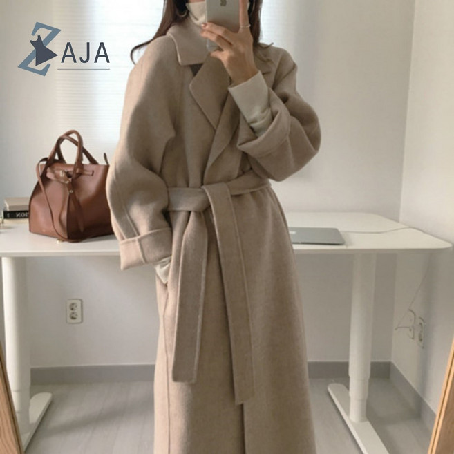 ZAJA 여성 가을/겨울 미디엄 핏 오버핏 편안한 트렌치 코트